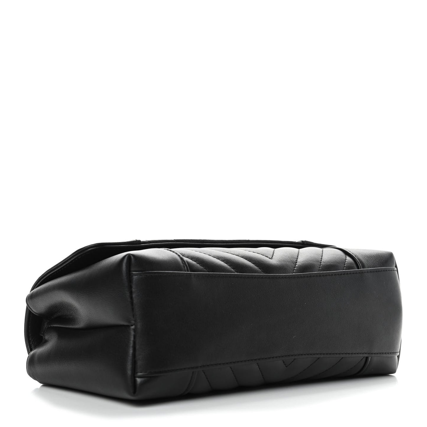 Calfskin Quilted Medium Daily Chevron Flap Black