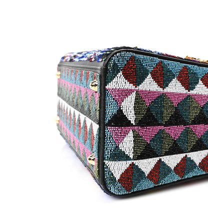 Christian Dior X OLGA TITUS Lambskin Sequin Beaded Medium Lady Dior Art Black Multicolor 10 of 10