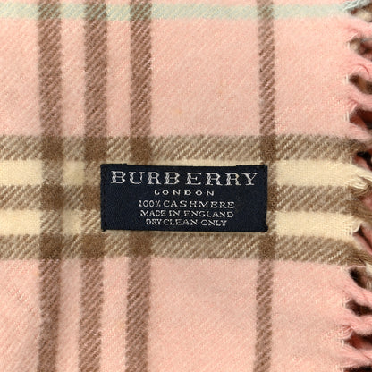 Burberry Cashmere Check Happy Fringe Scarf Pink 3 of 4