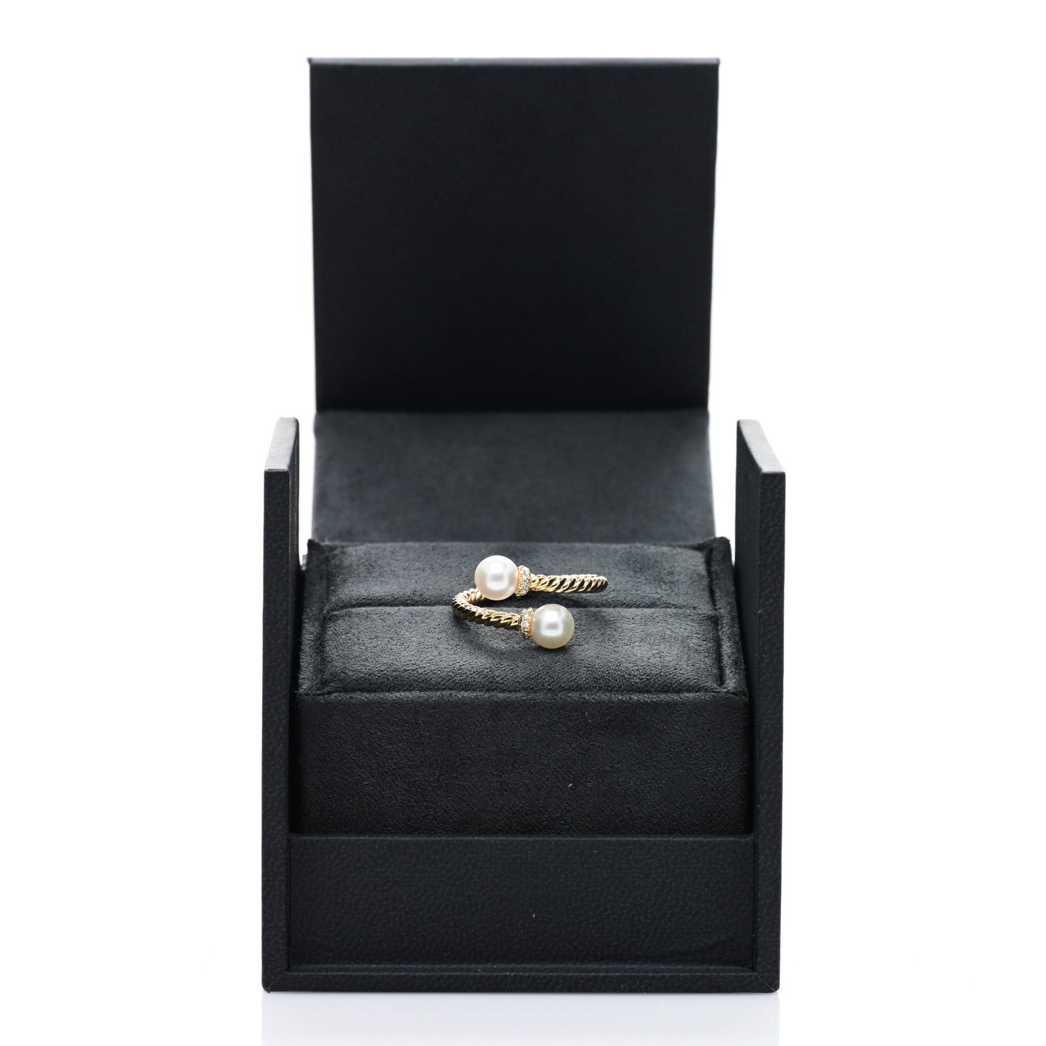 David Yurman 18K Yellow Gold Pearl Diamond Petite Solari Bypass Ring 50 5.5 5 of 5