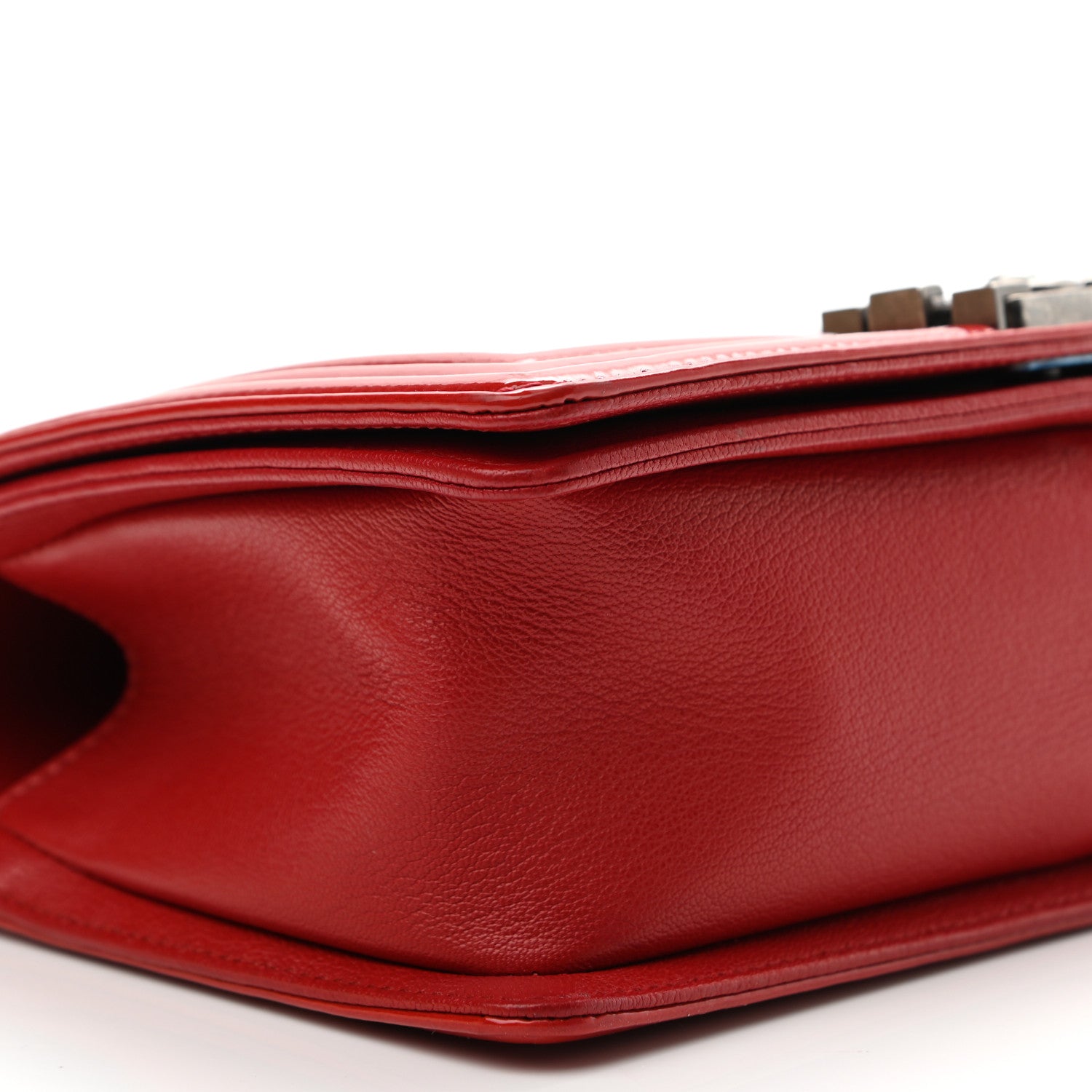 Chanel Goatskin Quilted Patent Medium Duo Boy Flap Red 9 of 10