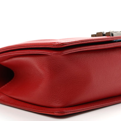 Chanel Goatskin Quilted Patent Medium Duo Boy Flap Red 9 of 10