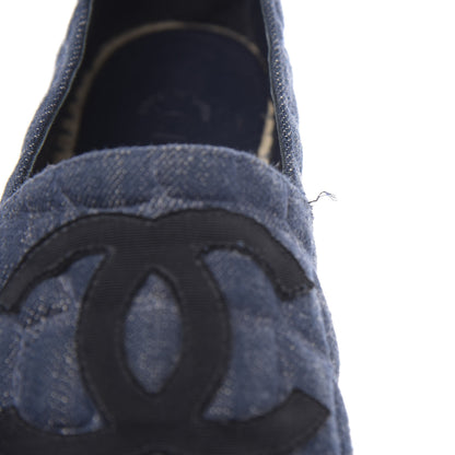Chanel Denim Toile Embossed CC Espadrilles 39 Navy Black 10 of 10