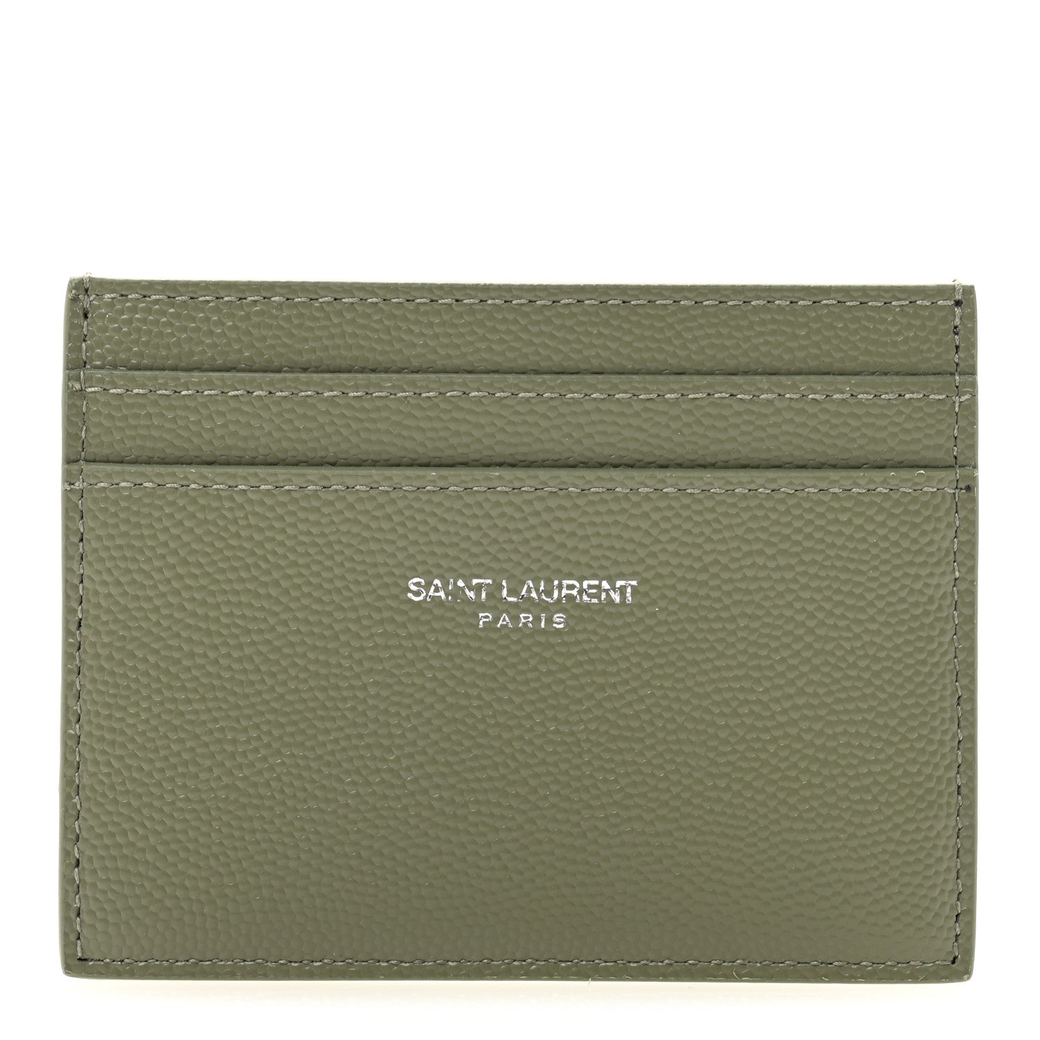 Saint Laurent Grain De Poudre Card Case Light Khaki 1 of 7