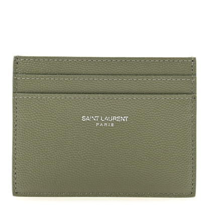 Saint Laurent Grain De Poudre Card Case Light Khaki 1 of 7