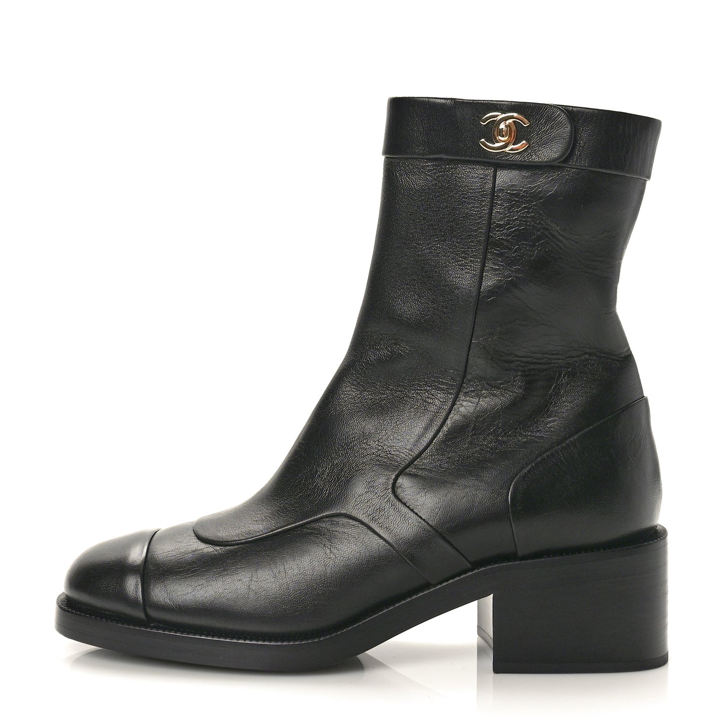 Shiny Goatskin CC Short Boots 37.5 Black