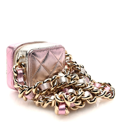 Chanel Gradient Metallic Lambskin Quilted Like A Wallet Clutch With Chain Gold Pink 3 of 10