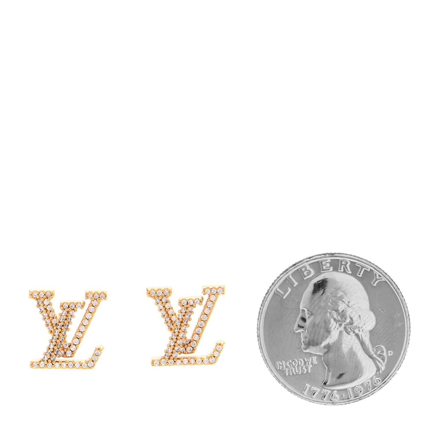 Louis Vuitton Metal Crystal LV Iconic Earrings Gold 2 of 6