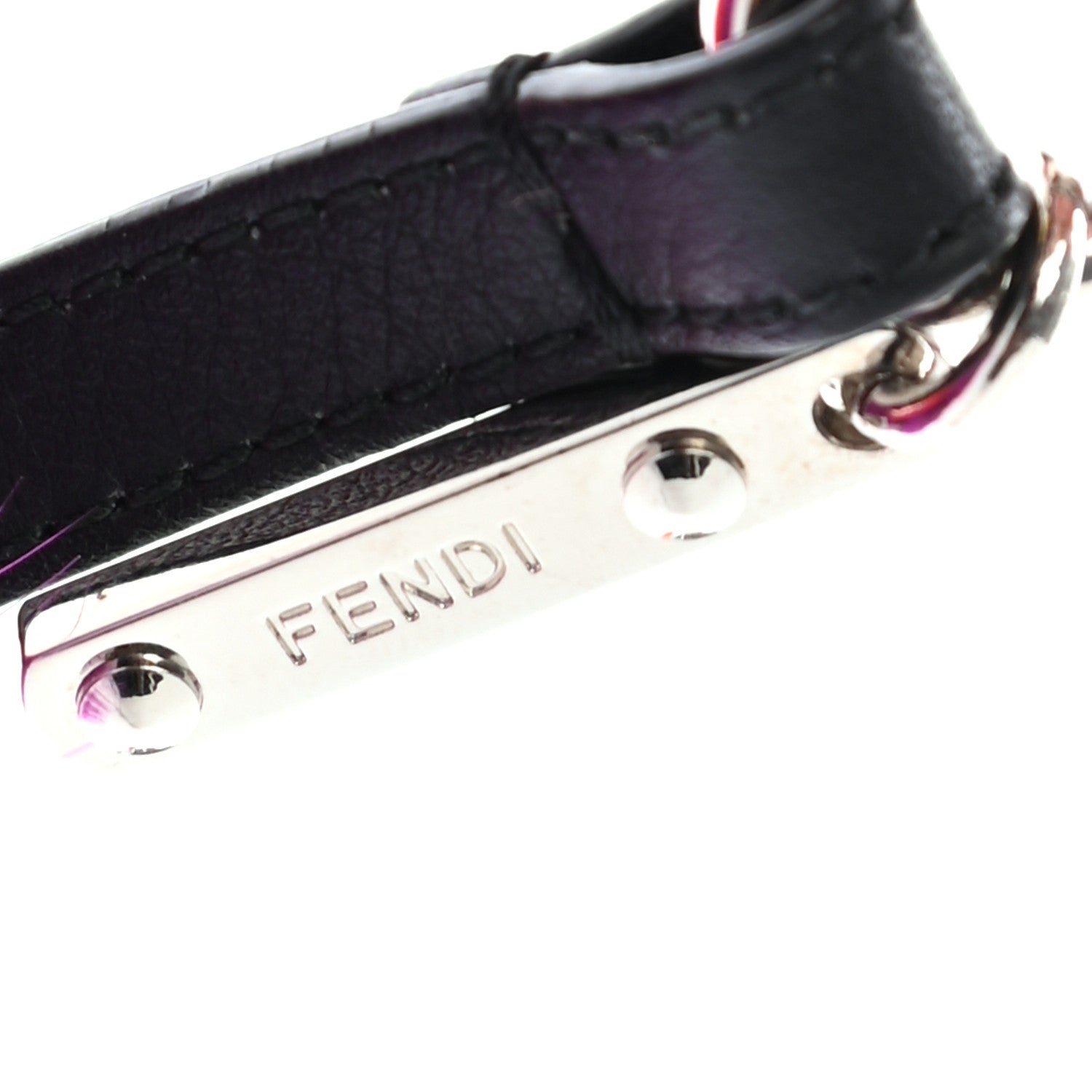 Fendi Fox Mink Goat Fur Oret Monster Bag Bug Charm Orchid Black 4 of 5