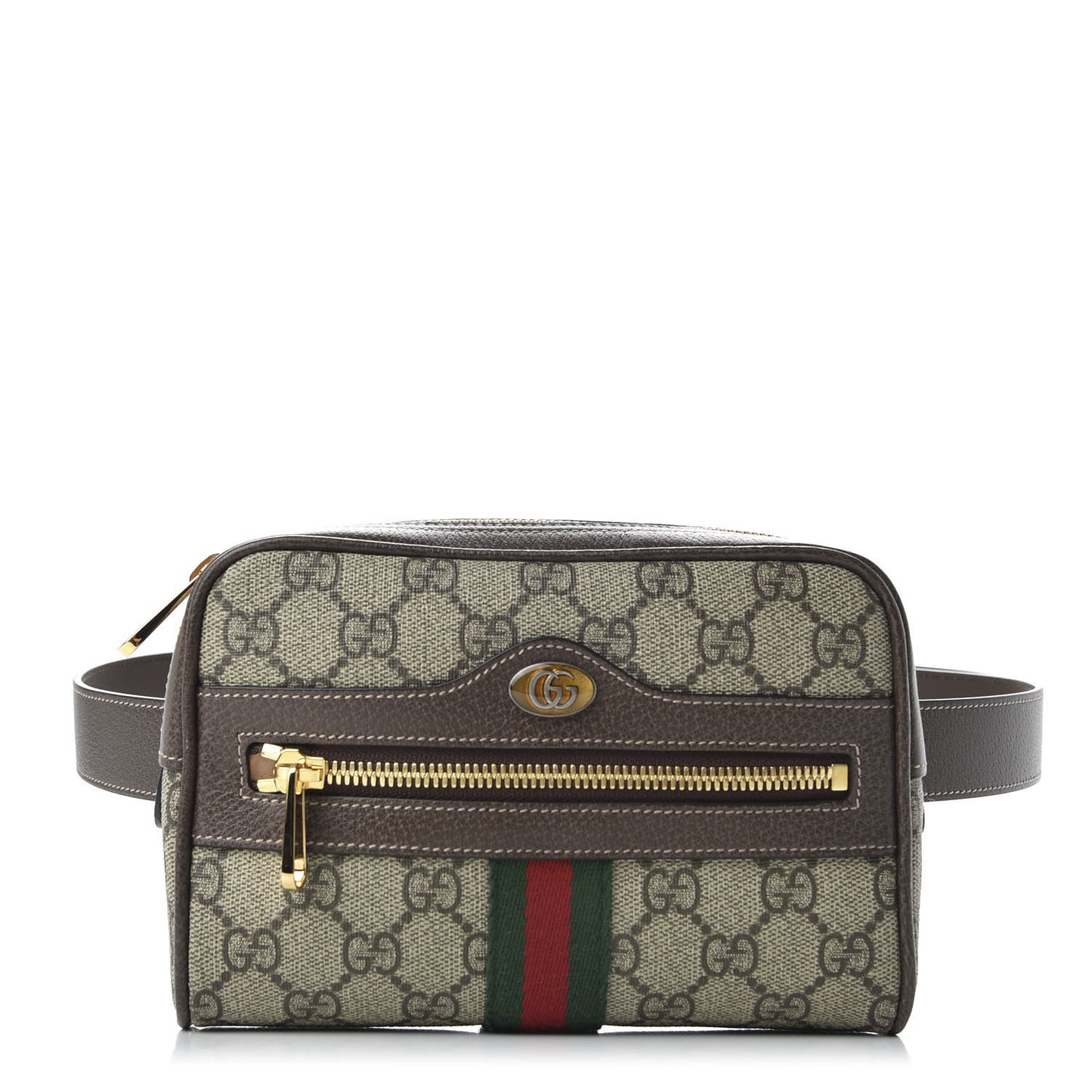 GG Supreme Monogram Web Small Ophidia Belt Bag 85 34 Dark Brown