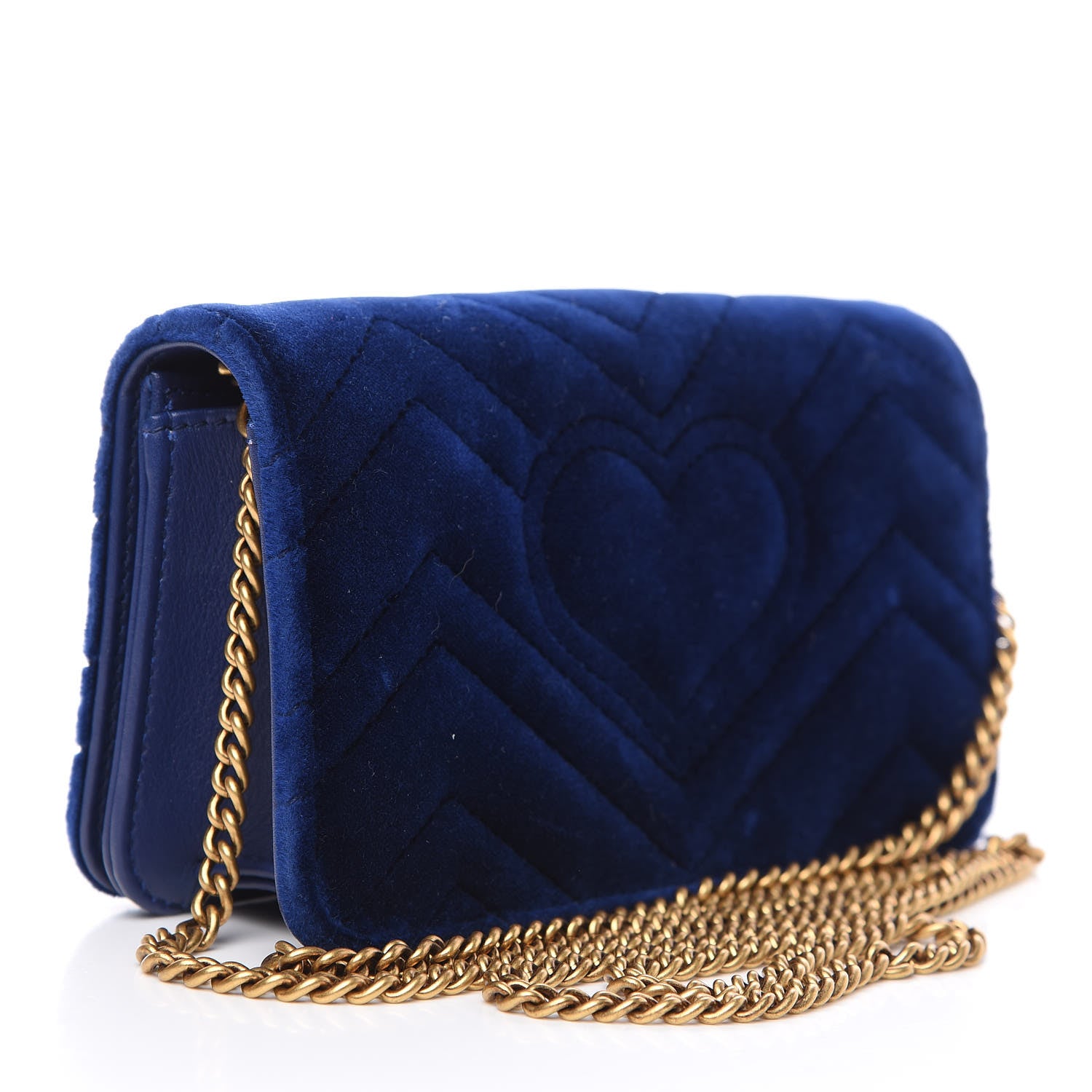 Gucci Velvet Matelasse GG Marmont Mini Bag Cobalt Blue 2 of 10
