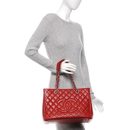Chanel Caviar Quilted Grand Shopping Tote GST Red 2 of 7