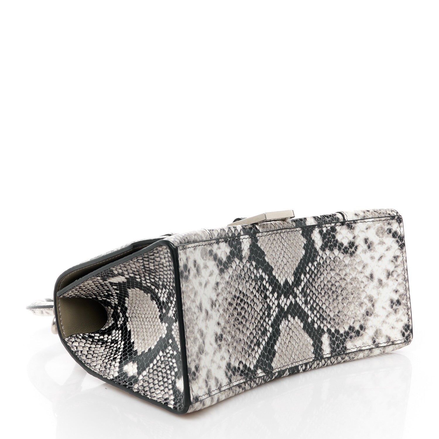 Balenciaga Calfskin Snake Effect Small Hourglass Top Handle Bag Black White 4 of 10