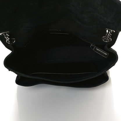Saint Laurent Nubuck Crocodile Embossed Monogram Medium Niki Chain Satchel Black 4 of 12