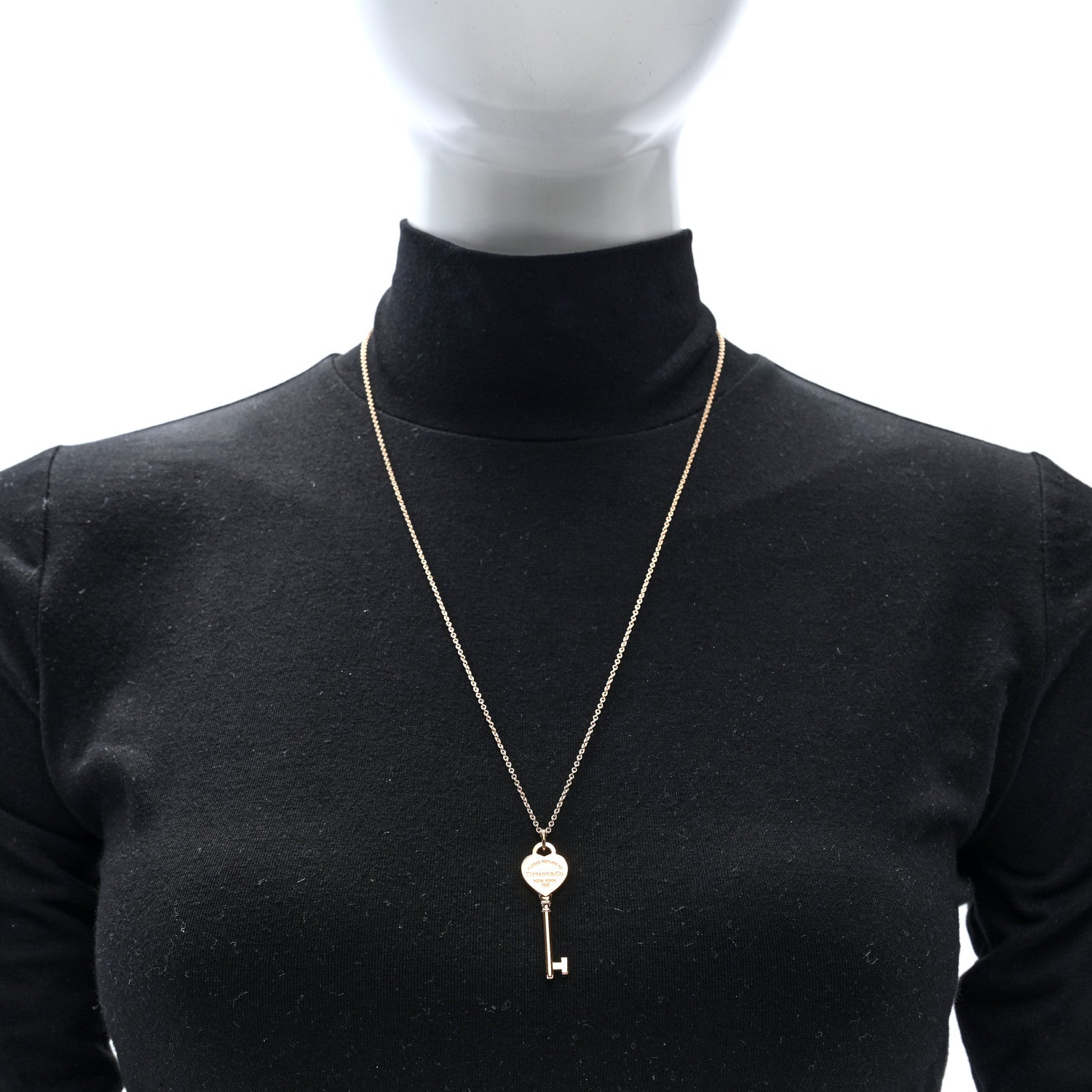 Tiffany 18K Rose Gold Return To Tiffany Heart Key Pendant Necklace 2 of 6