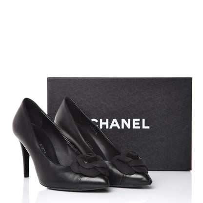 Chanel Lambskin Camellia Pumps 37.5 Black 8 of 8