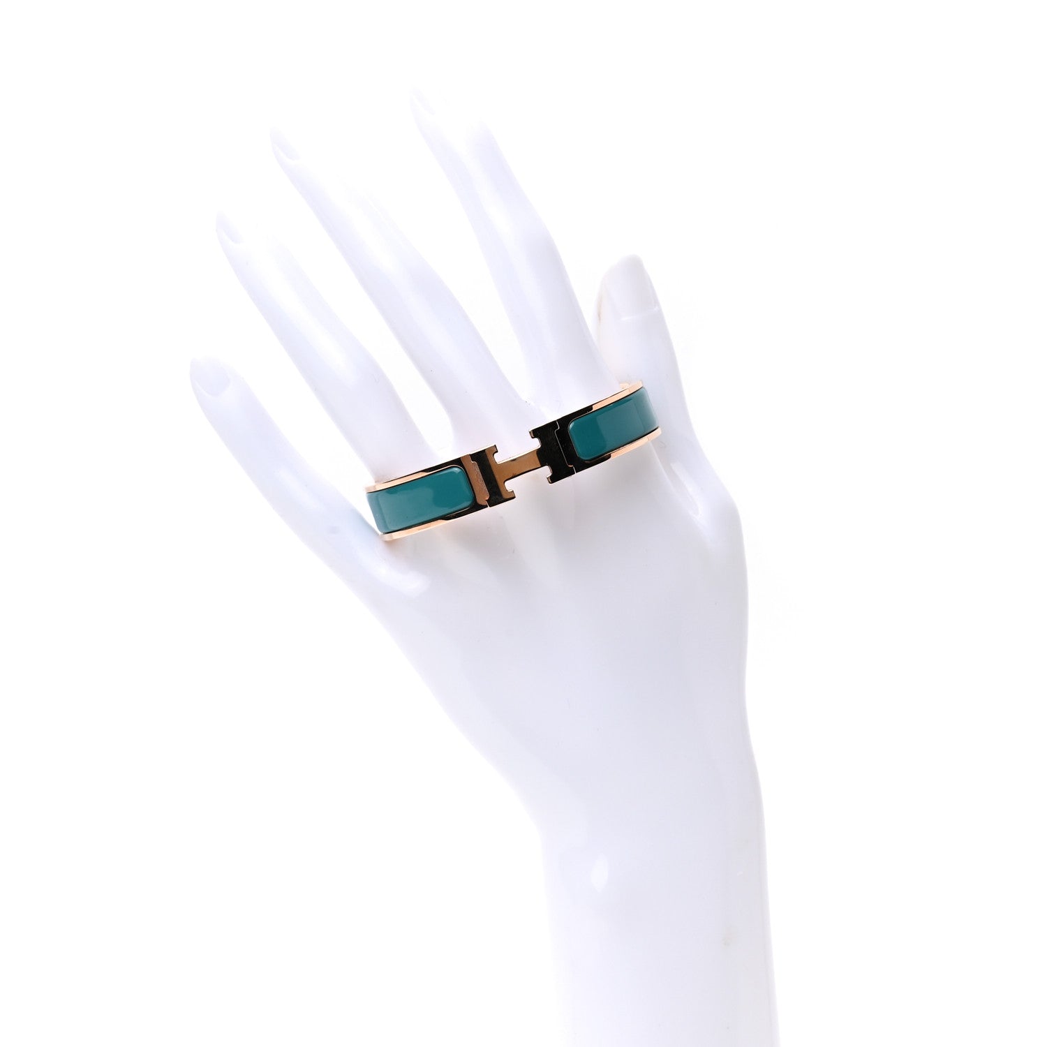 Hermes Enamel Narrow Clic Clac H Bracelet PM Bleu Canard 2 of 4