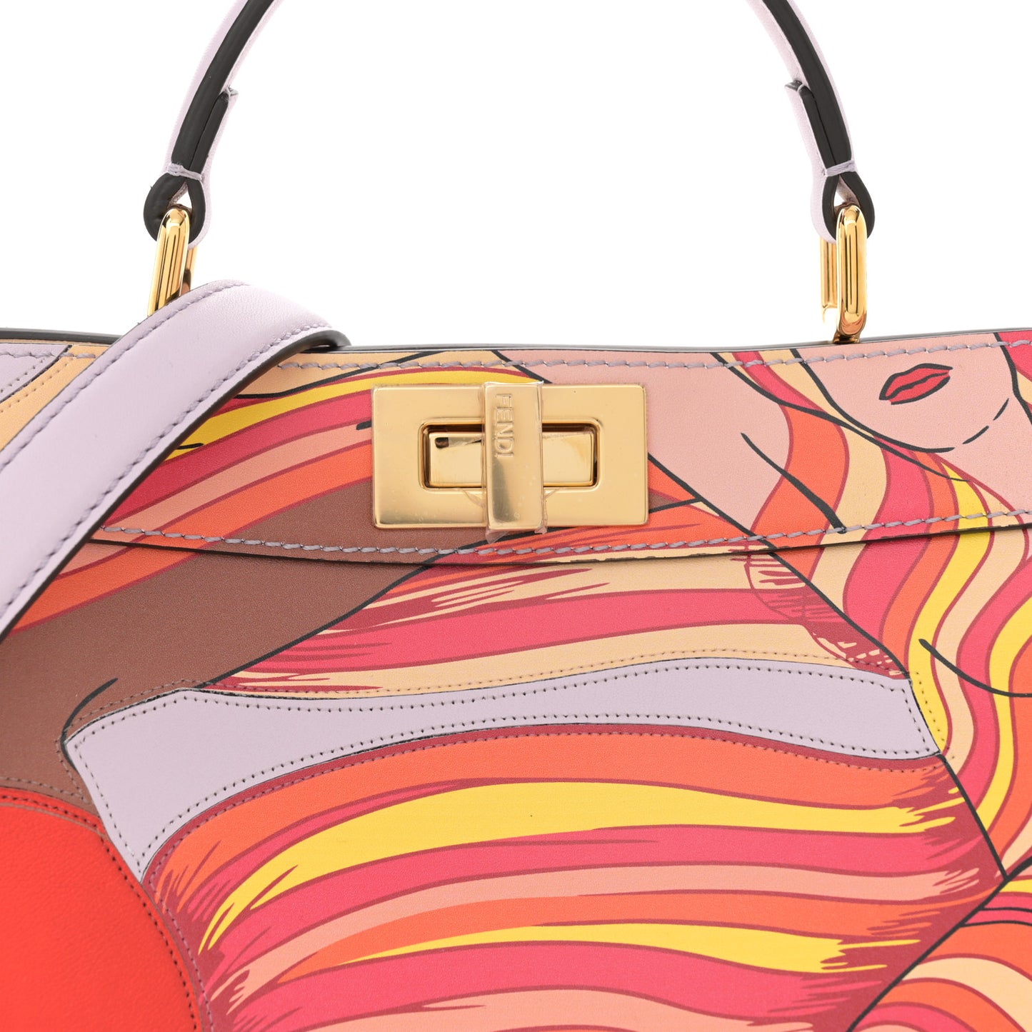 Vitello Seta Shiny Nappa Dancing Girls Inlay Small Peekaboo I SEE U Satchel Anemone Multicolor