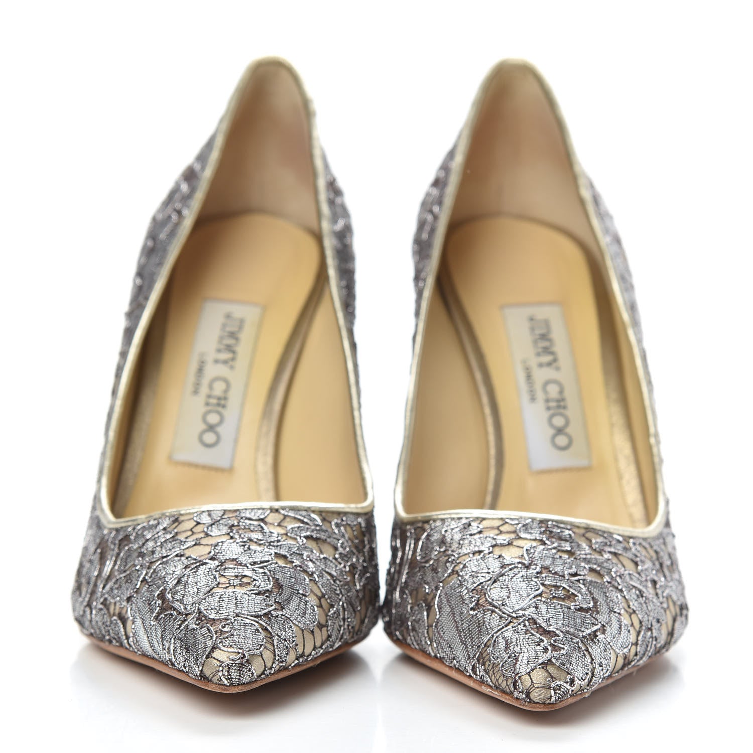 Jimmy Choo Metallic Lace Romy Pumps 36 Silver Gold 2 of 8