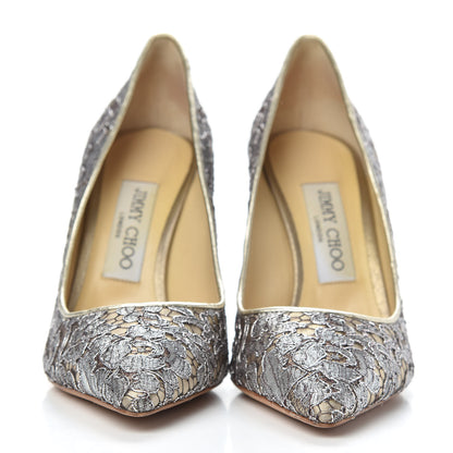 Jimmy Choo Metallic Lace Romy Pumps 36 Silver Gold 2 of 8