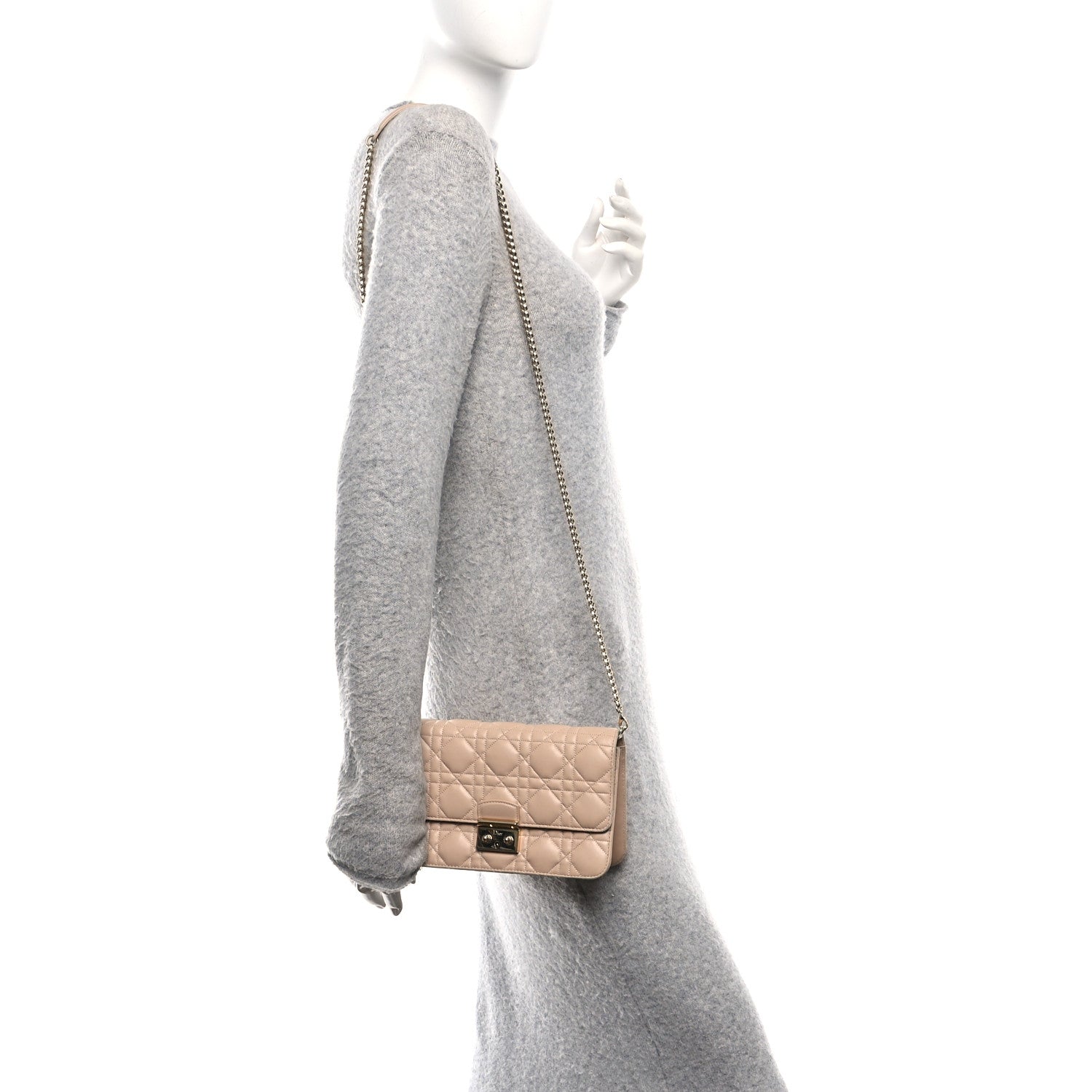 Christian Dior Lambskin Cannage Miss Dior Promenade Pouch Beige 2 of 11