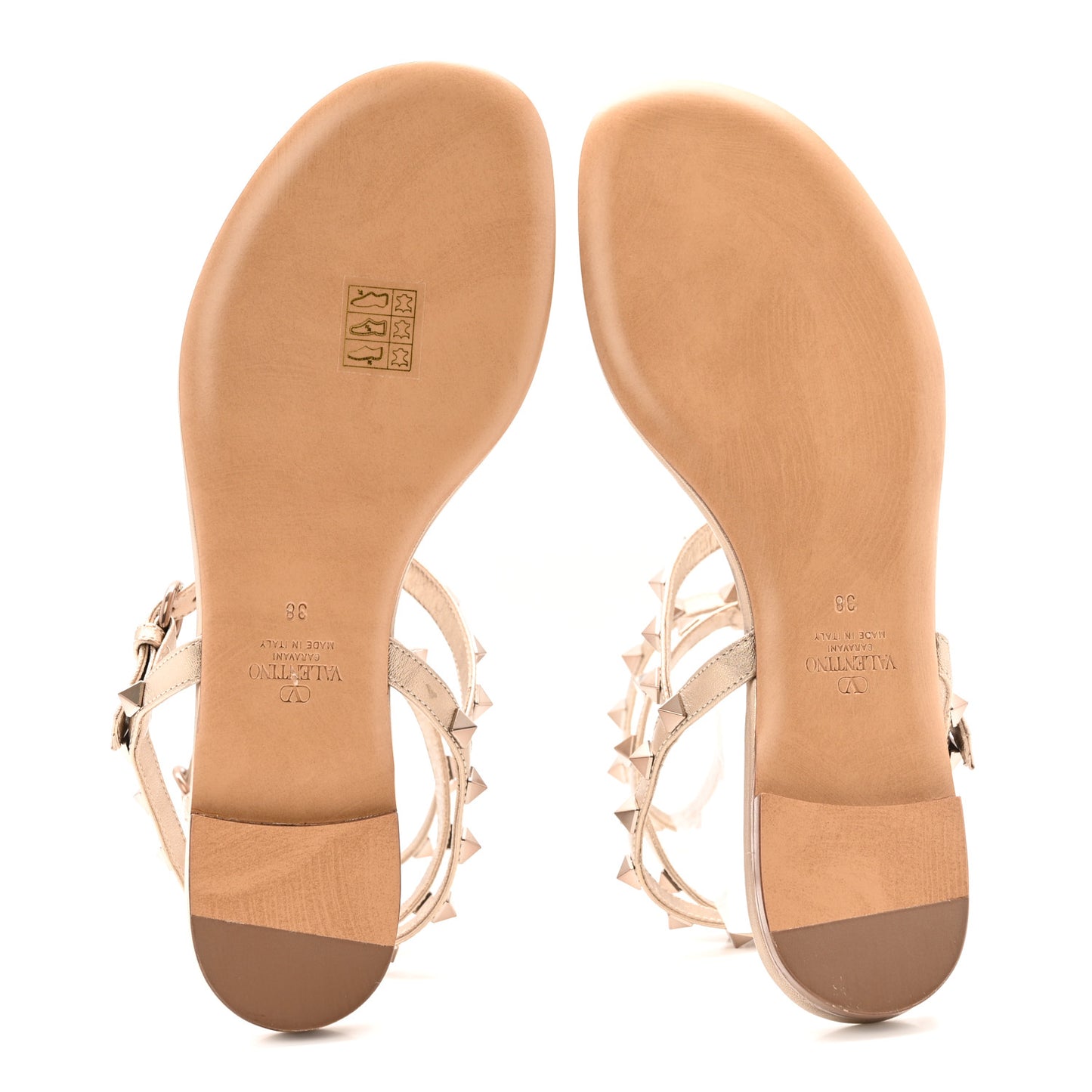 Nappa Rockstud Ankle Strap Flat Thong Sandals 38 Skin