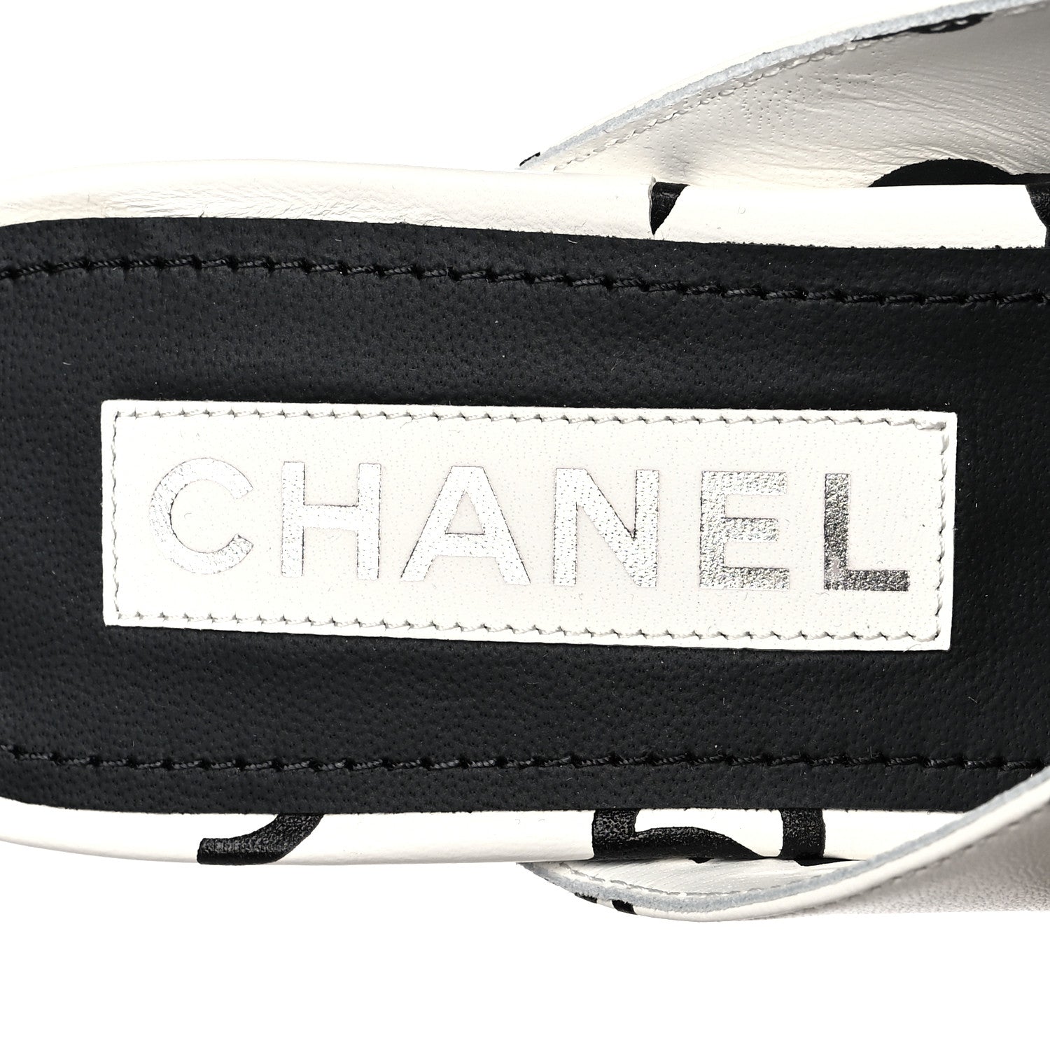 Chanel Lambskin Printed CC Thong Sandals 38 White Black 6 of 8