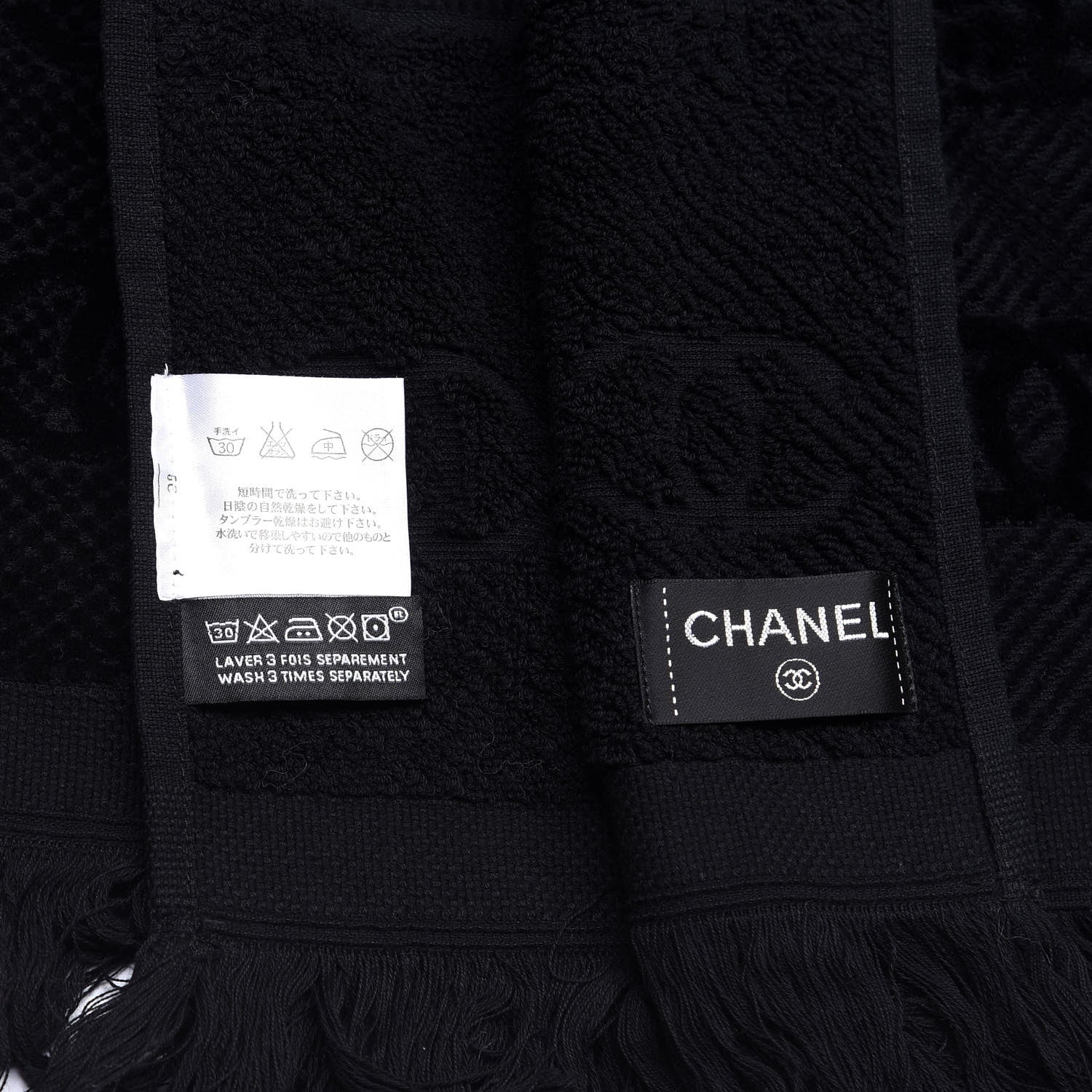 Chanel Terry Cotton CC Beach Towel Black 4 of 4