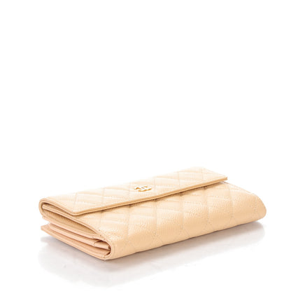 Chanel Caviar Quilted Long Flap Wallet Beige 4 of 8