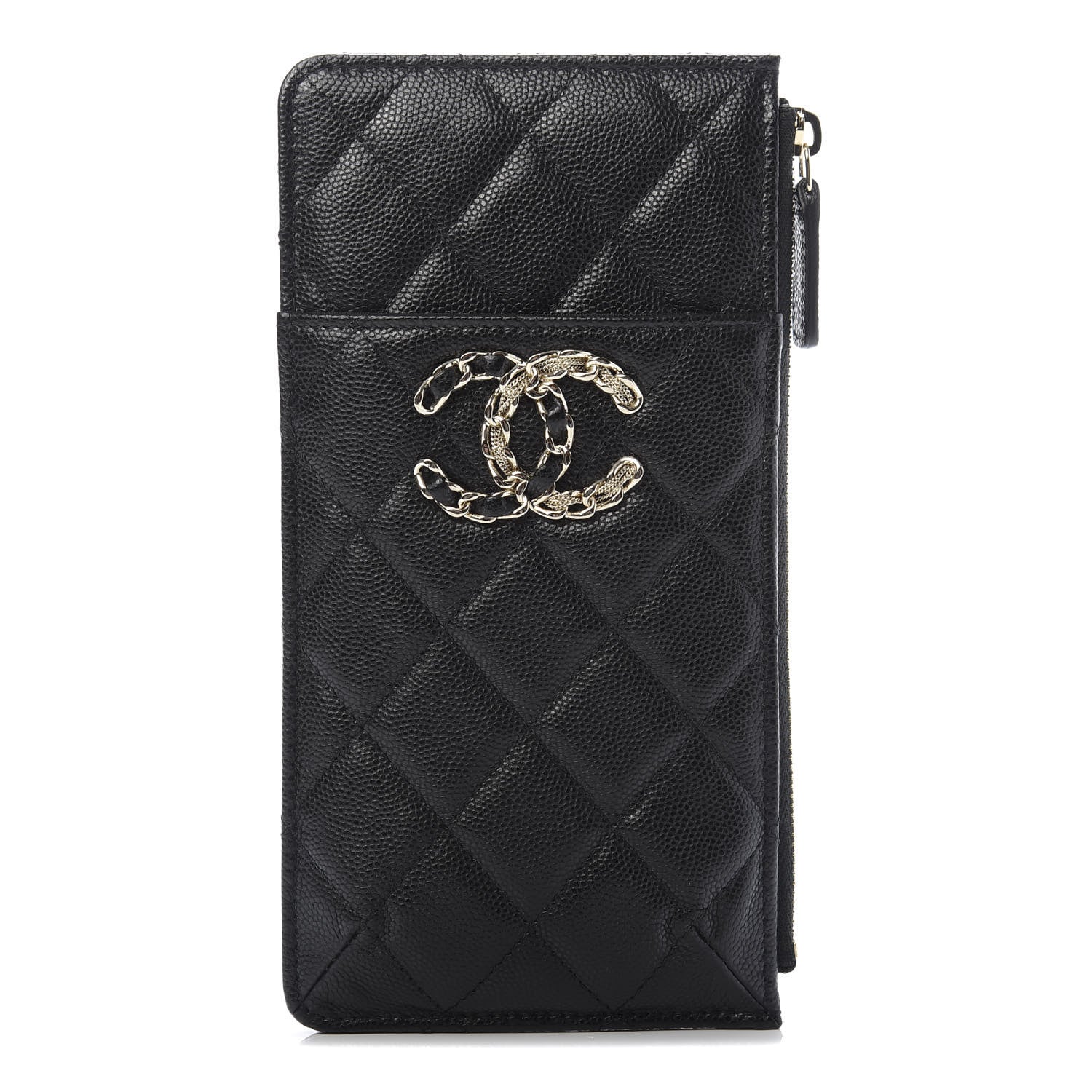 Chanel Caviar Quilted French New Wave Flat Wallet Pouch Black 1 of 8