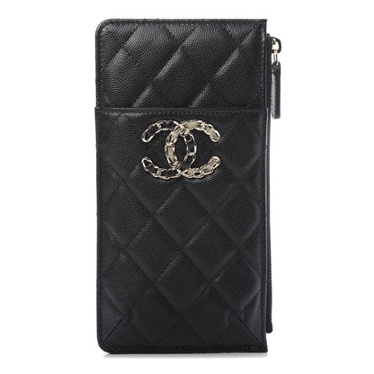 Chanel Caviar Quilted French New Wave Flat Wallet Pouch Black 1 of 8