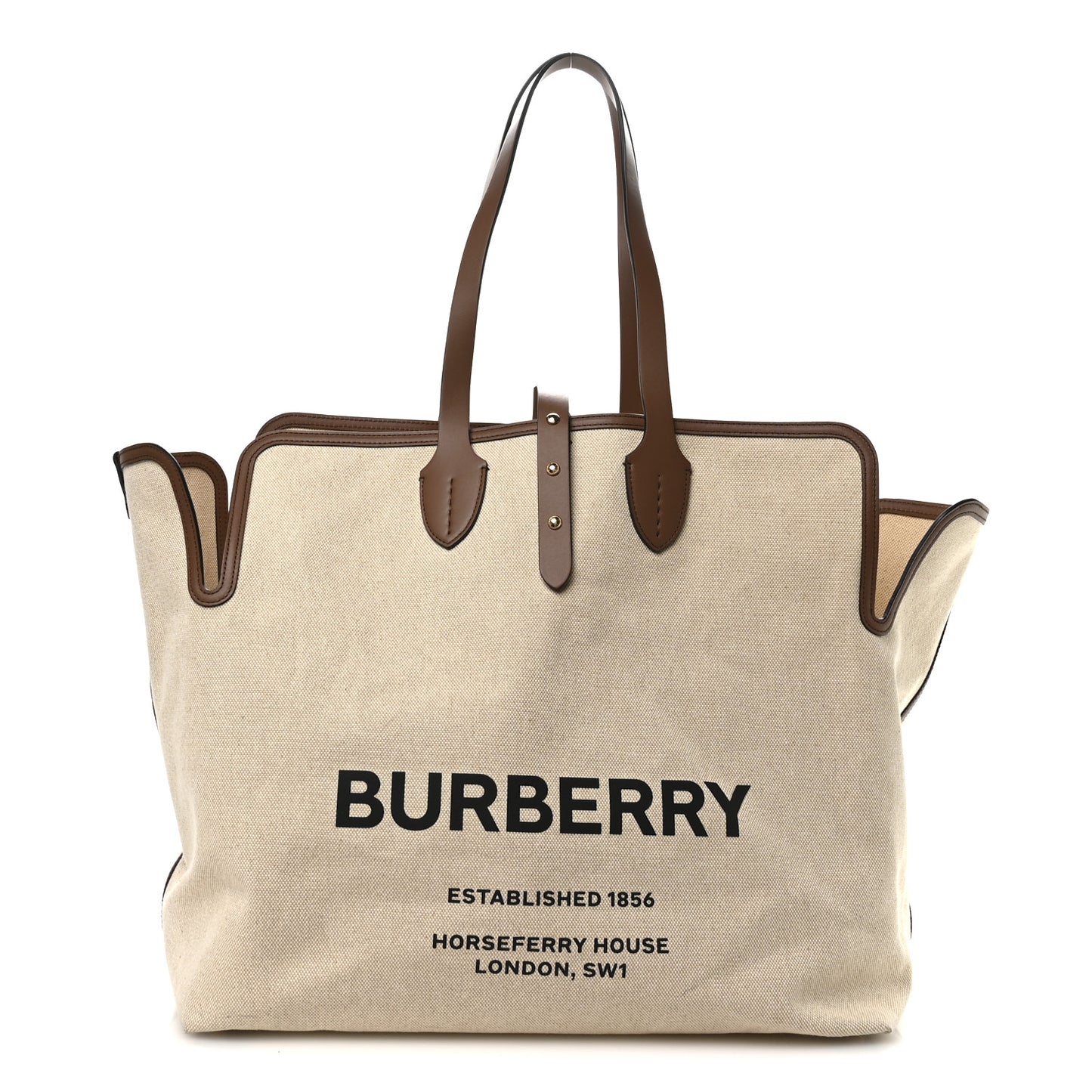 Cotton Canvas Calfskin Large Soft Belted Tote Bag Natural