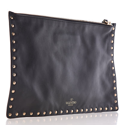 Valentino Garavani Vitello Large Rockstud Zip Pouch Black 3 of 6
