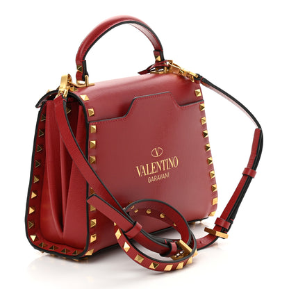 Valentino Garavani Grainy Calfskin Small Rockstud Alcove Top-Handle Flap Bag Rouge Pur 2 of 8