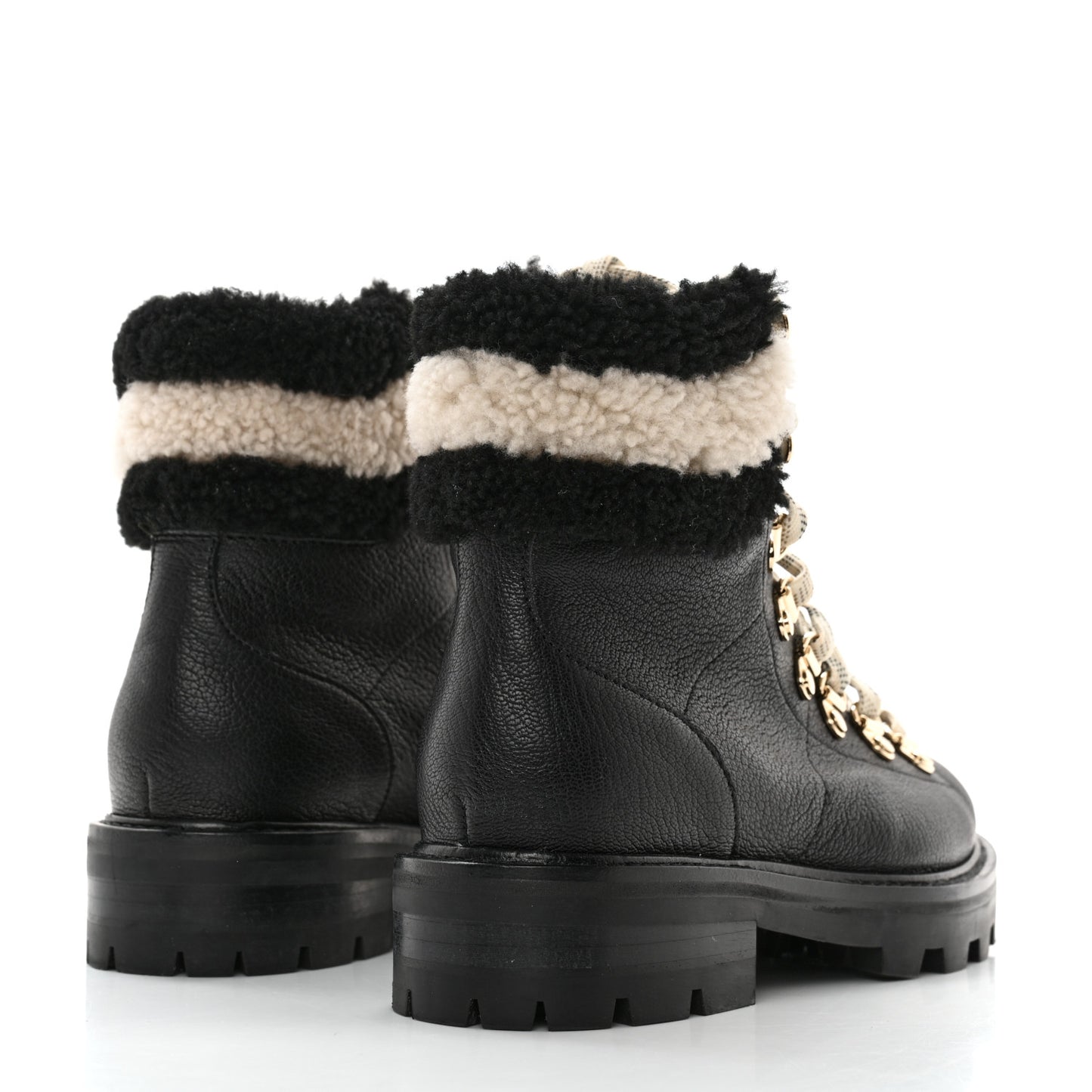 Suede Shearling Eshe Flat Boots 35.5 Black