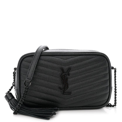 Saint Laurent Grain De Poudre Matelasse Monochrome Monogram Mini Lou Camera Bag Black 1 of 10