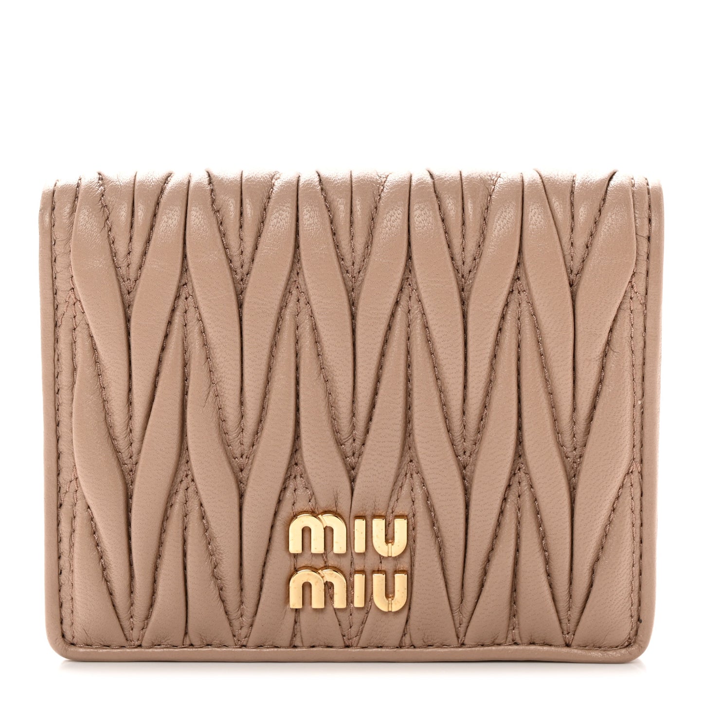 Nappa Matelasse Bi-Fold Compact Wallet Cammeo