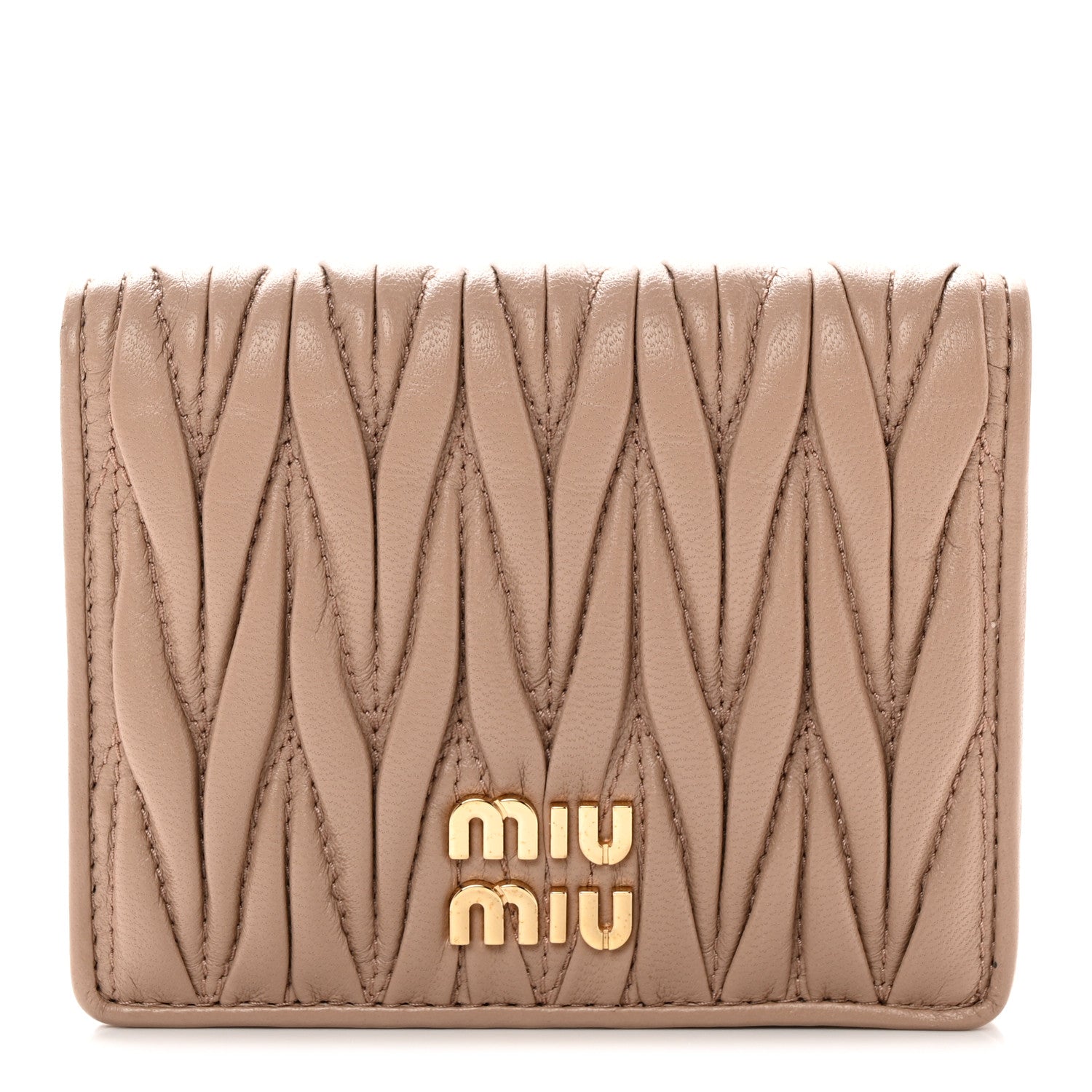 Miu Miu Nappa Matelasse Bi-Fold Compact Wallet Cammeo 1 of 13
