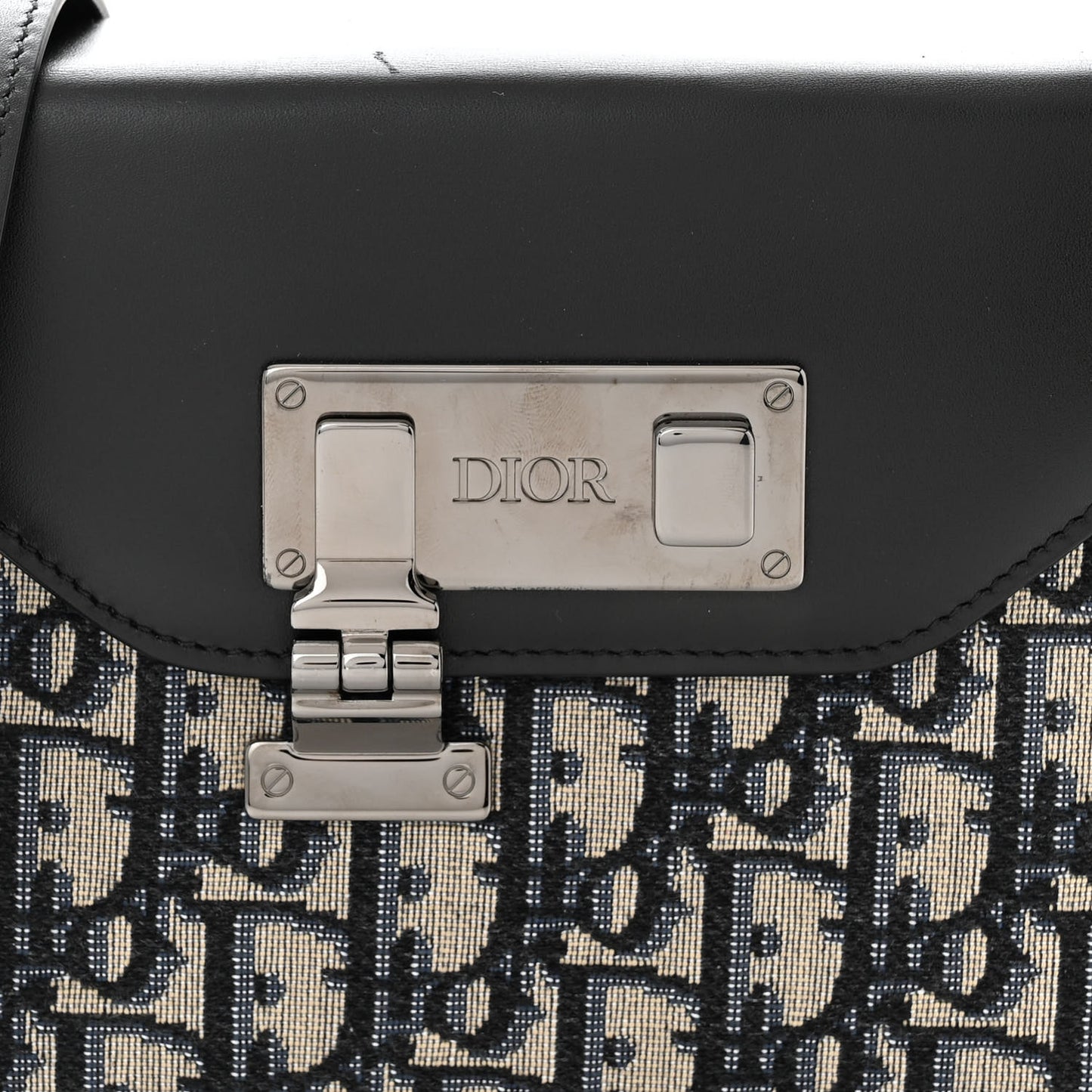 Oblique Smooth Calfskin Messenger Beige Black