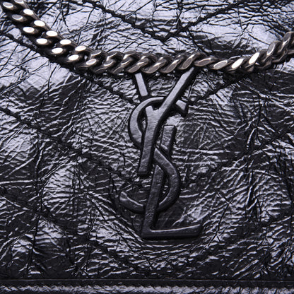 Saint Laurent Crinkled Calfskin Matelasse Monogram Baby Niki Chain Satchel Black 10 of 17