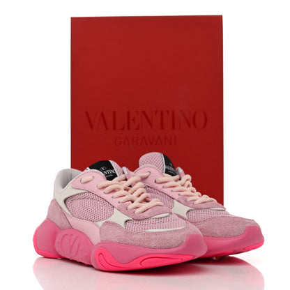 Valentino Garavani Suede Calfskin Mesh Womens Bubbleback Sneakers 40 White Pink Ice 10 of 10