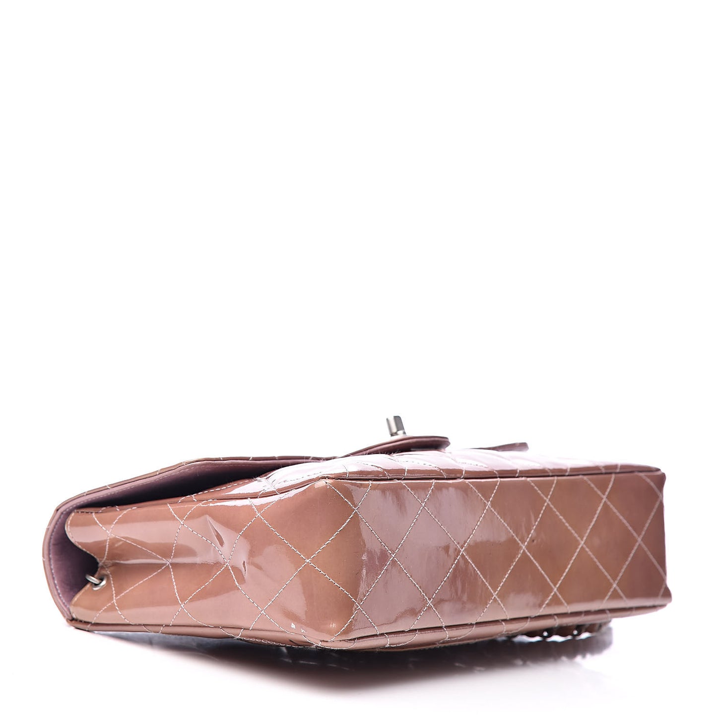 Patent Quilted Medium Single Flap Beige