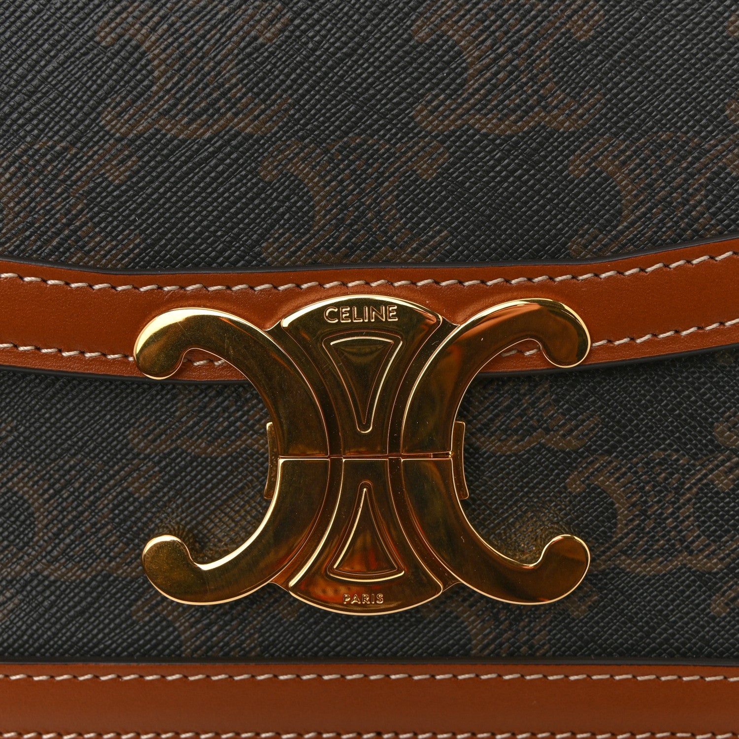 Celine Calfskin Triomphe Canvas Teen Triomphe Bag Tan 12 of 13