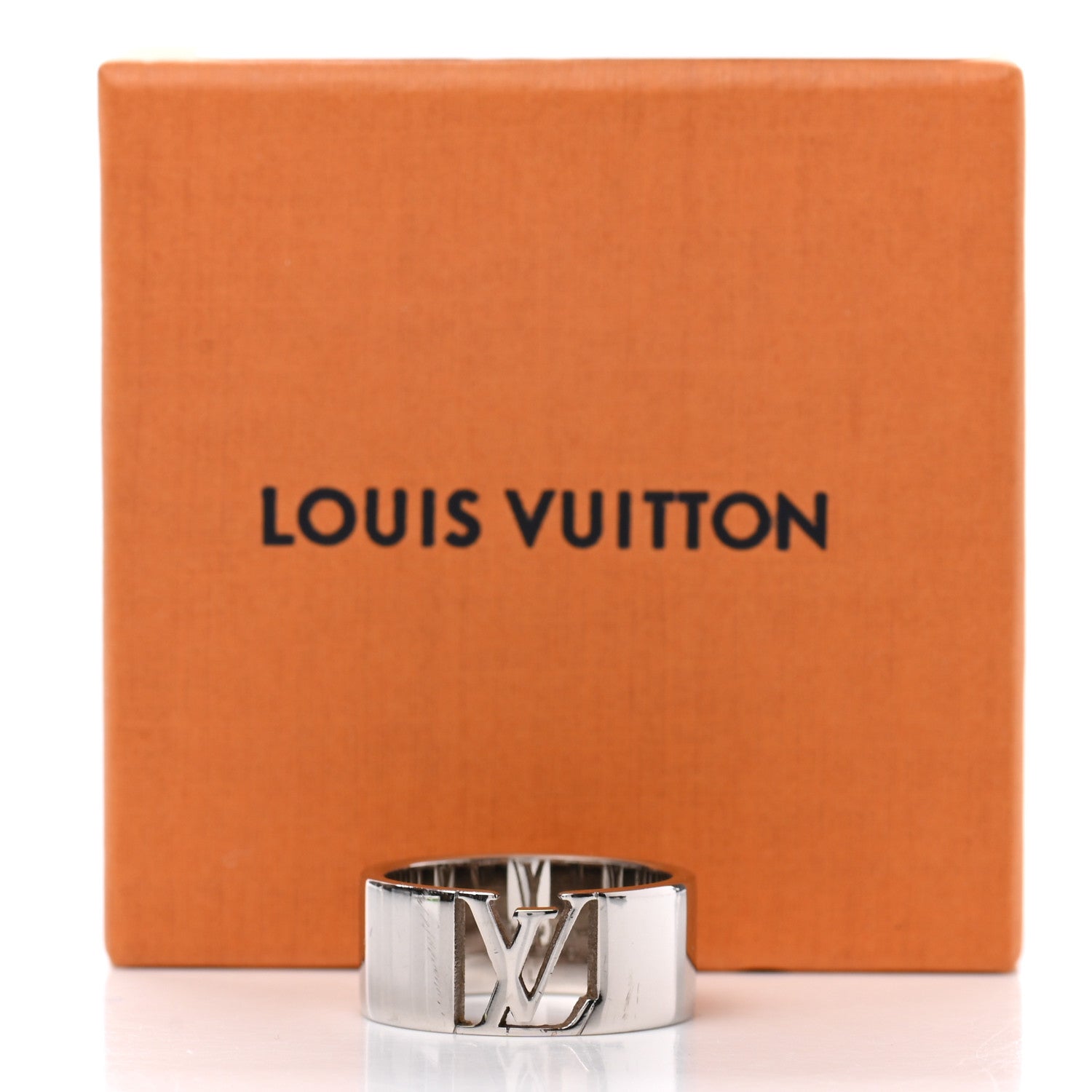 Louis Vuitton Metal LV Signature Logo Ring L Silver 5 of 5