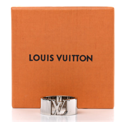 Louis Vuitton Metal LV Signature Logo Ring L Silver 5 of 5
