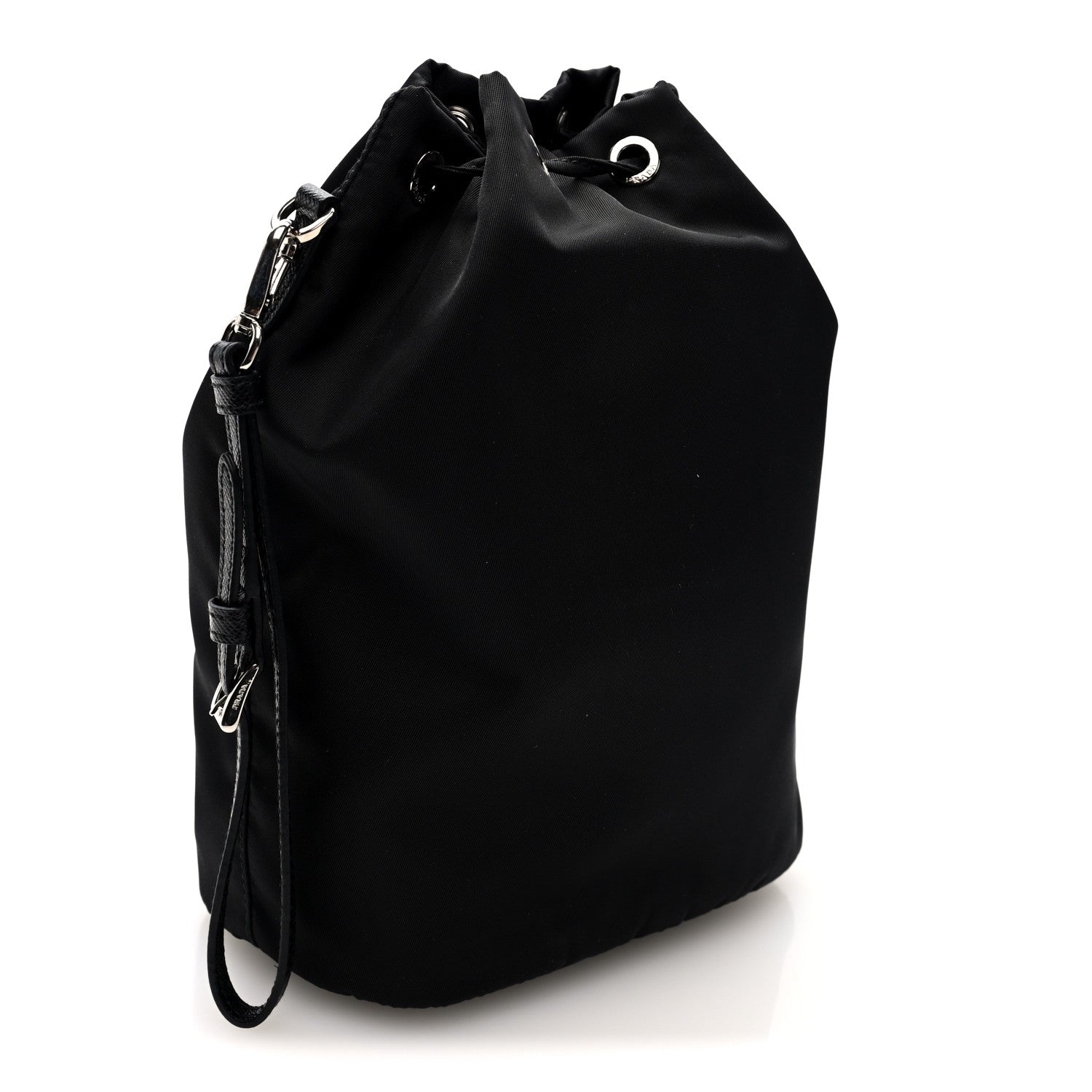 Prada Saffiano Tessuto Re-Nylon Vela Bucket Wristlet Black 3 of 8