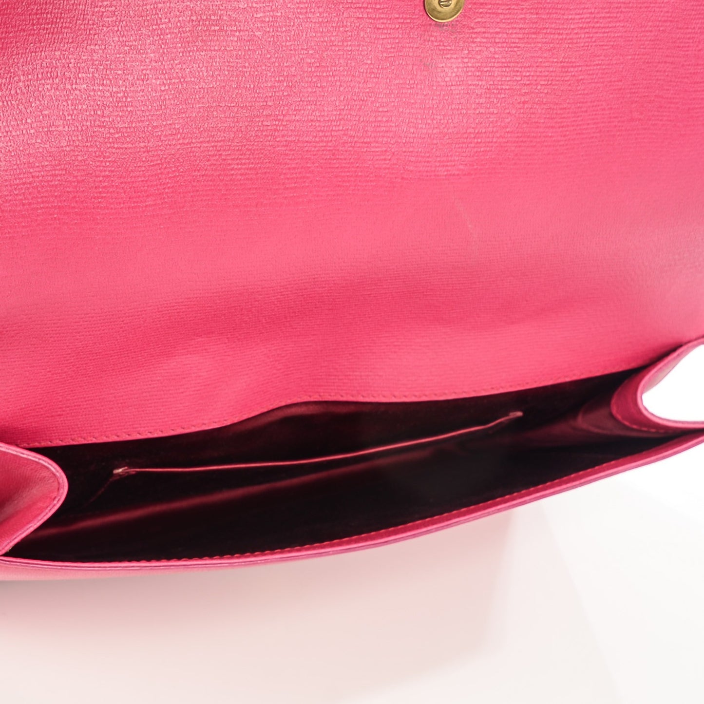Textured Calfskin Y Ligne Clutch Fuchsia