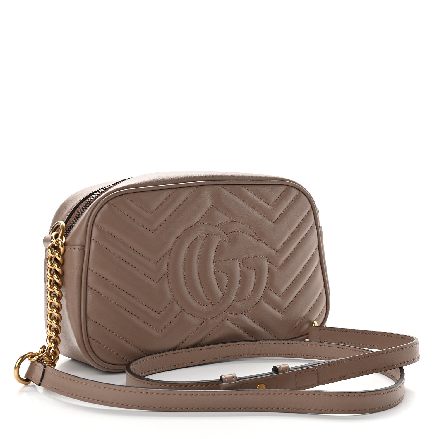 Gucci Calfskin Matelasse Small GG Marmont Chain Shoulder Bag Porcelain Rose 3 of 11