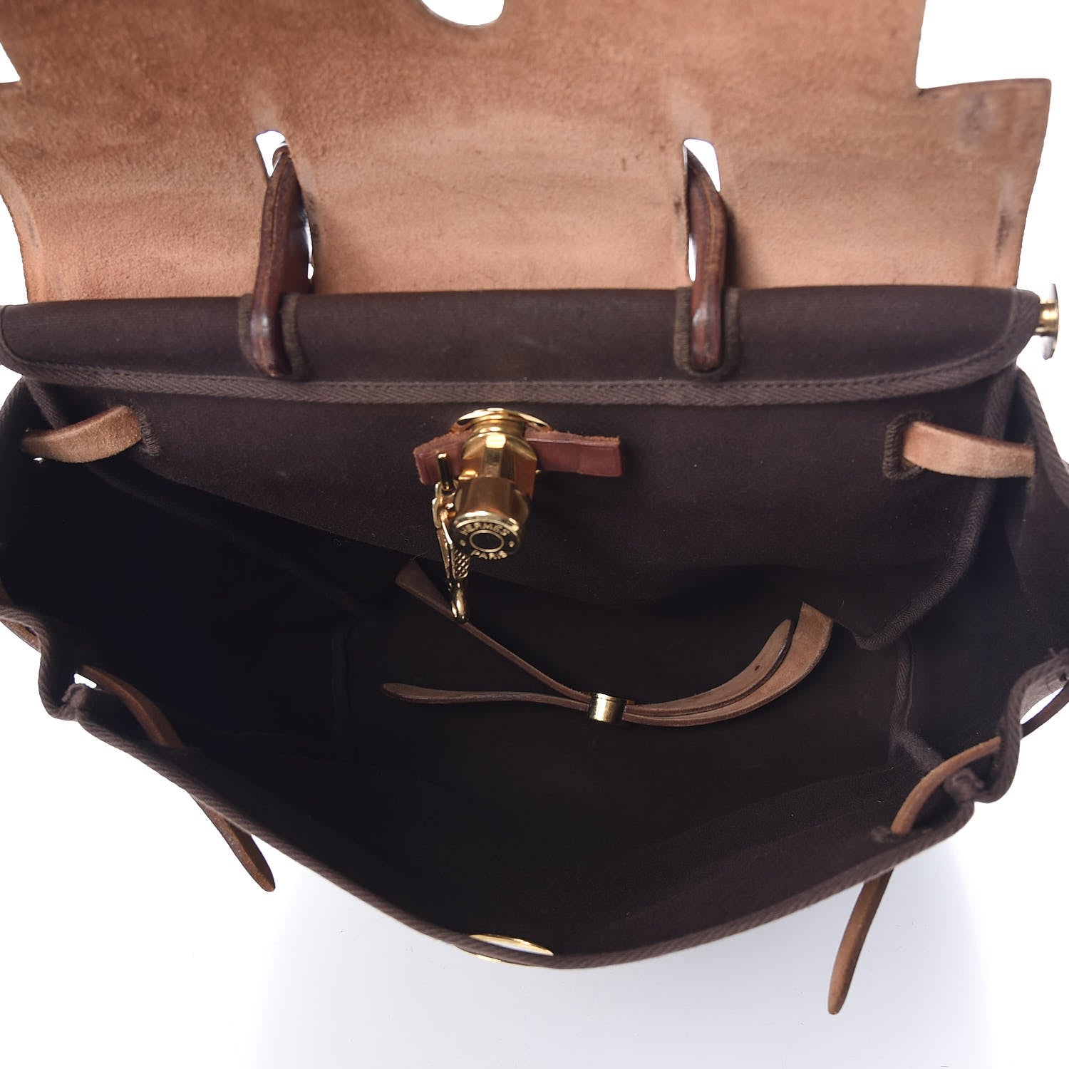 Hermes Toile Vache Calfskin Herbag 30 PM Backpack Havane 6 of 11