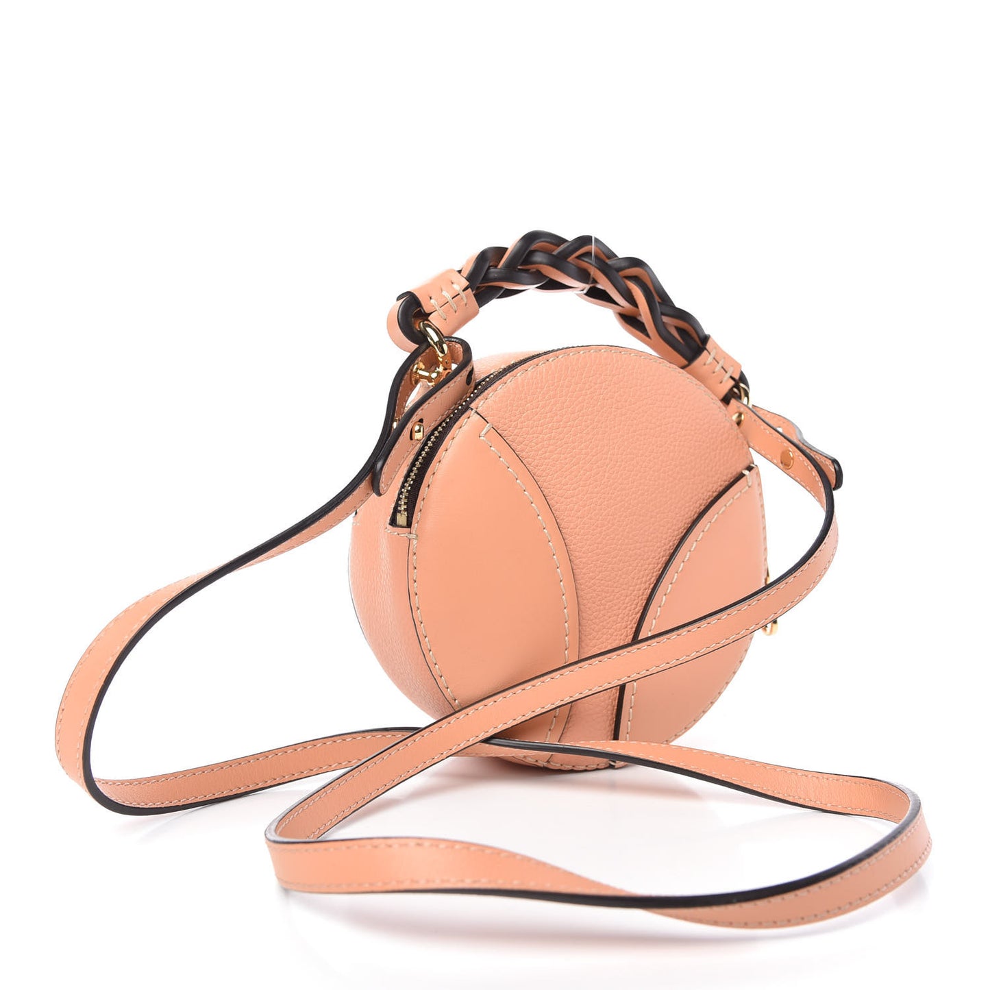 Grained Shiny Calfskin Mini Round Daria Bag Peach Bloom